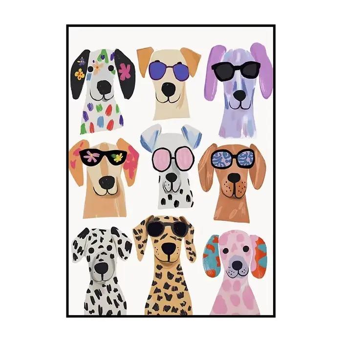 Peinture sur toile, affiches colorées et amusantes de chiens, impressions originales de chats, image
