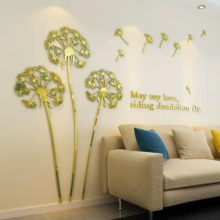 Miroir papier peint pissenlit autocollant mural Design moderne pour chambre d'enfant chambre décorat