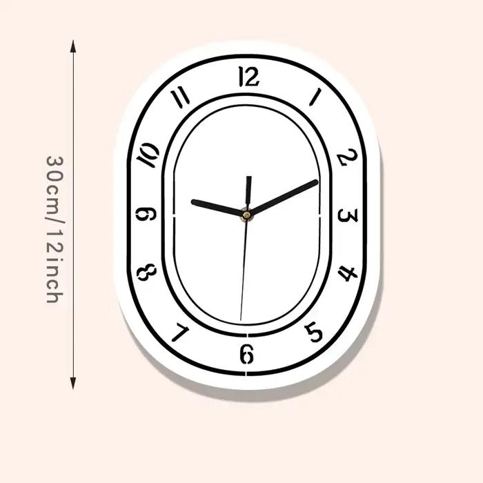Horloge murale ovale en acrylique, décoration moderne et minimaliste, adaptée à la décoration du sal