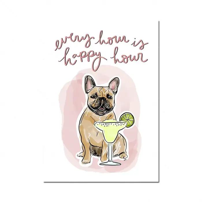 Happy Hour Art Prhonneur, Animal Art Posters, Pet Art Signs, Clicks Signs