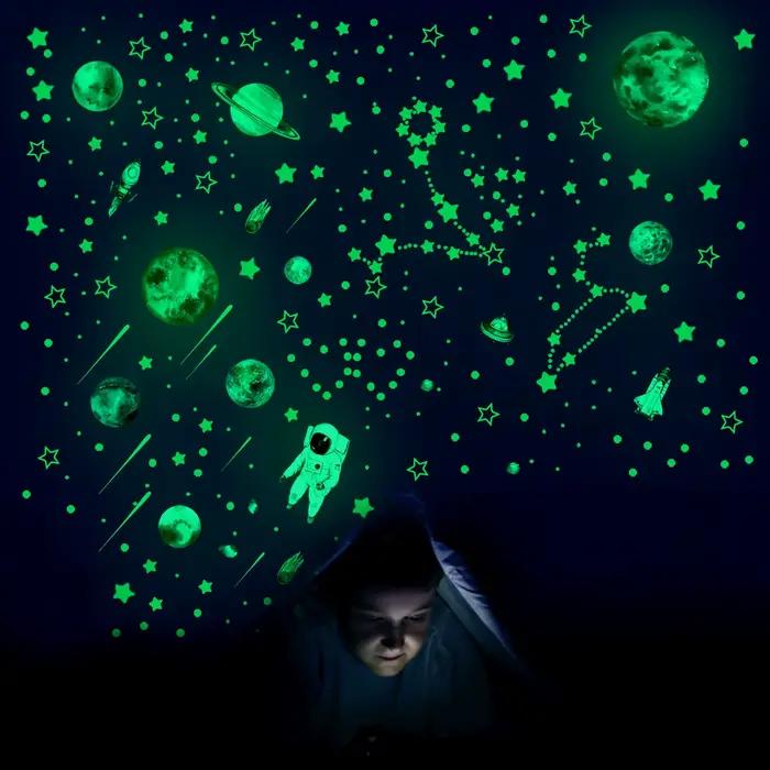 Autocollants muraux étoiles qui brillent dans la nuit, 849 pièces, étoiles scintillantes pour plafon