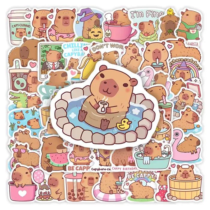 Autocollant Capybara de dessin animé, Animal de compagnie mignon, jouets pour enfants, décalcomanie 