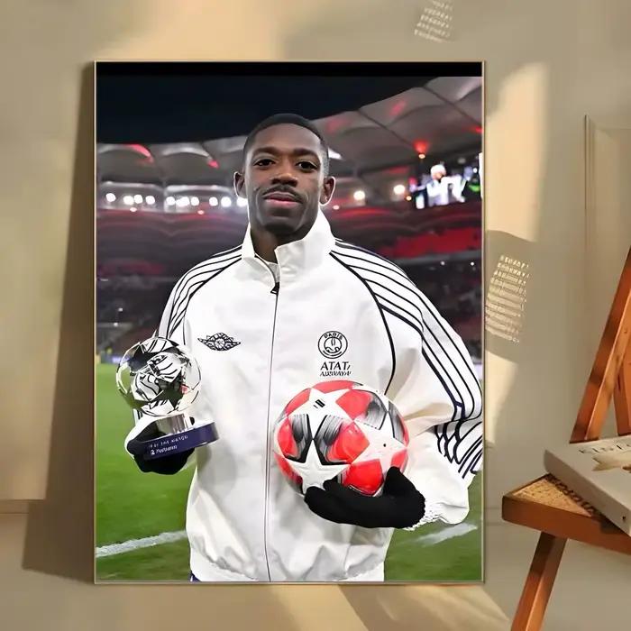 Affiche autocollante d'athlète O-Ousmane Dembele, autocollant en papier imperméable, décoration mura