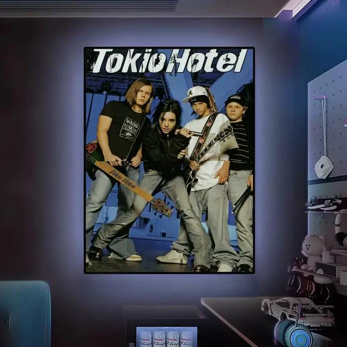 Affiche du groupe de rock Tokio Hotel, décoration murale polyvalente HD imperméable, auto-adhésive, 