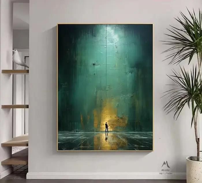 Peinture minimaliste verte, Art mural vert, toile verte, peinture abstraite verte, peinture sur toil