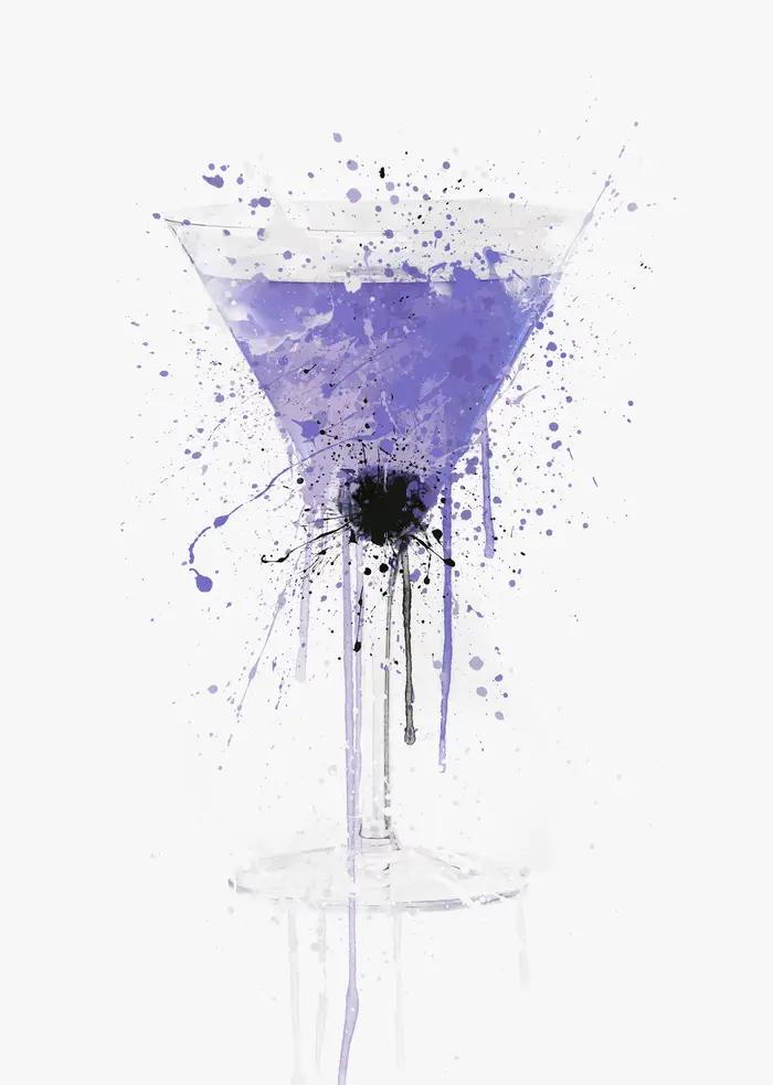 Affiche d'interconnexion de verre à vin rouge, flûte à champagne cocktail, peinture sur toile, art m