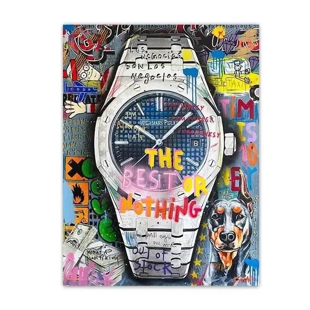 Affiches et imprimés du temps is Money, peinture sur toile Graffiti, Art Mural Pop moderne, image ab