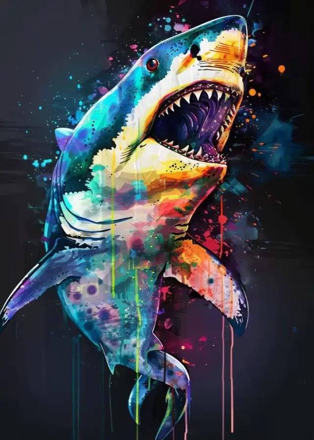 Affiche murale sur toile avec motifs de Graffiti, Baleine, Méduse, Requin, Girafe, Hibou, Aigle, Ren
