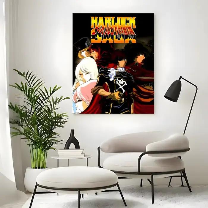 Affiche Anime Captain Harlock, autocollants haute définition, adaptés à la chambre à coucher, au sal