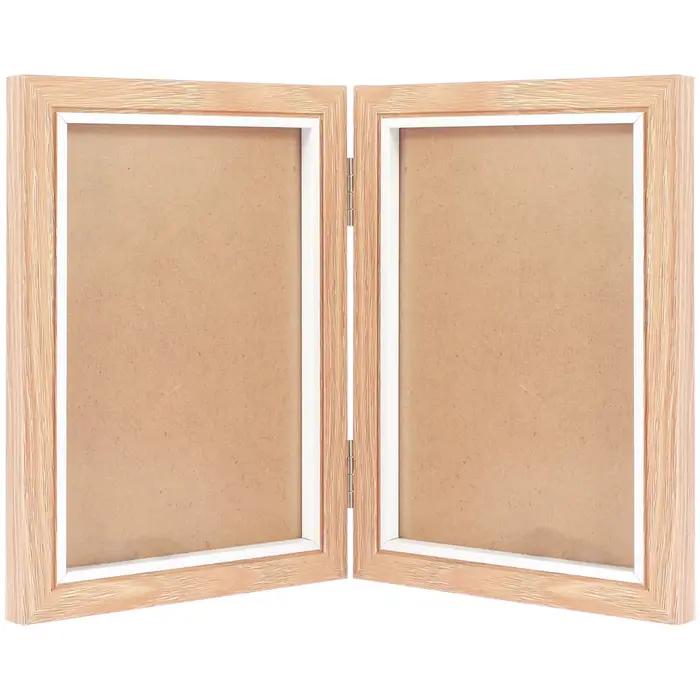 Cadre photo en bois personnalisé pour murs, cadre photo double/triple 180 °   Support de cadre photo