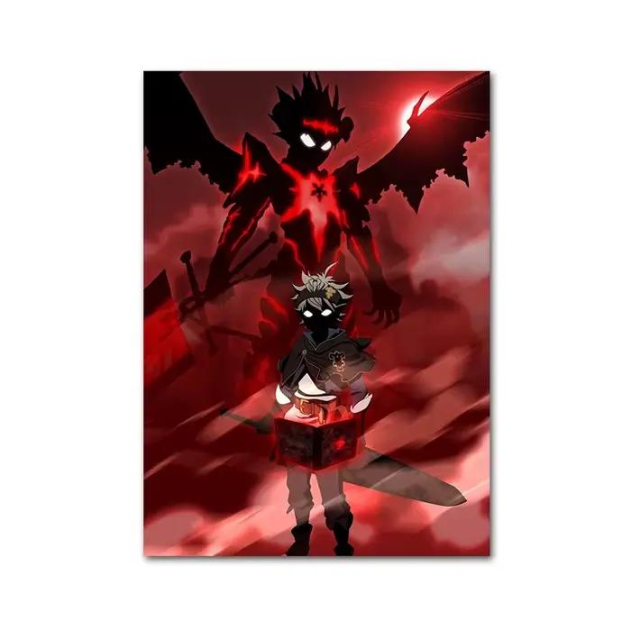 Peinture sur toile de figure d'anime noir Everver japonais, affiche de manga de bande dessinée, art 