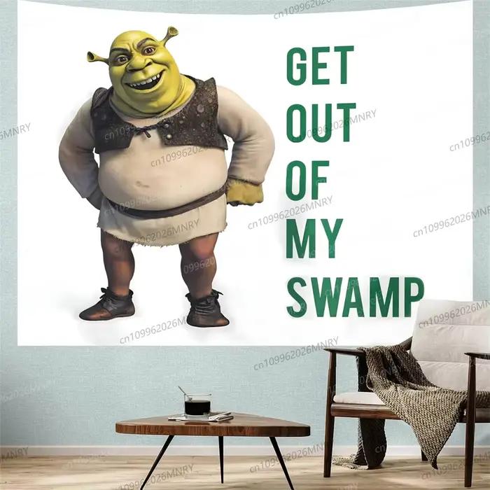 Tapisserie « Sort de ma boue » Shrek rose, tapisseries humoristiques, affiche murale décorative pour