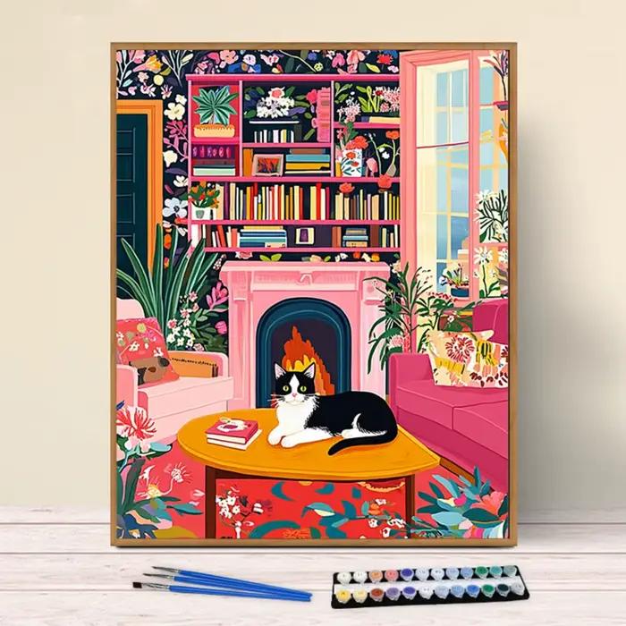 Kits de peinture par numéros 40x50cm, motif Chaud Feu et Fleurs, pour décoration intérieure, peintur