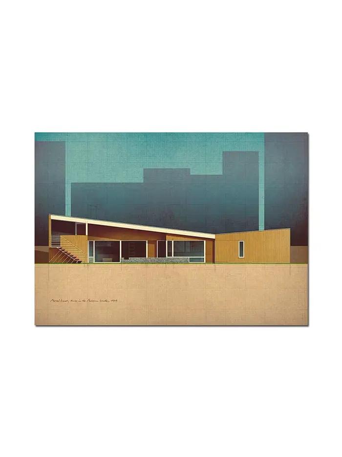 Affiche sur toile Maison de Marcel Breuer au Centre des Musées 1949, impression de dessin, art mural