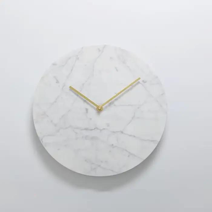 Grande horloge murale nordique en marbre naturel, design moderne, décoration d'intérieur pour salon,