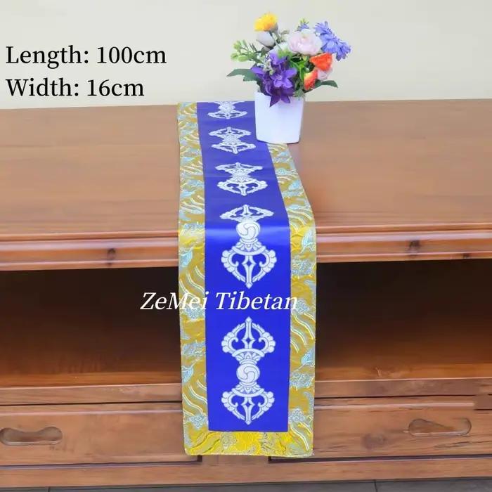 Tapis de décoration d'autel bouddhiste de style tibétain, nappe longue brodée à motif Vajra tissé à 