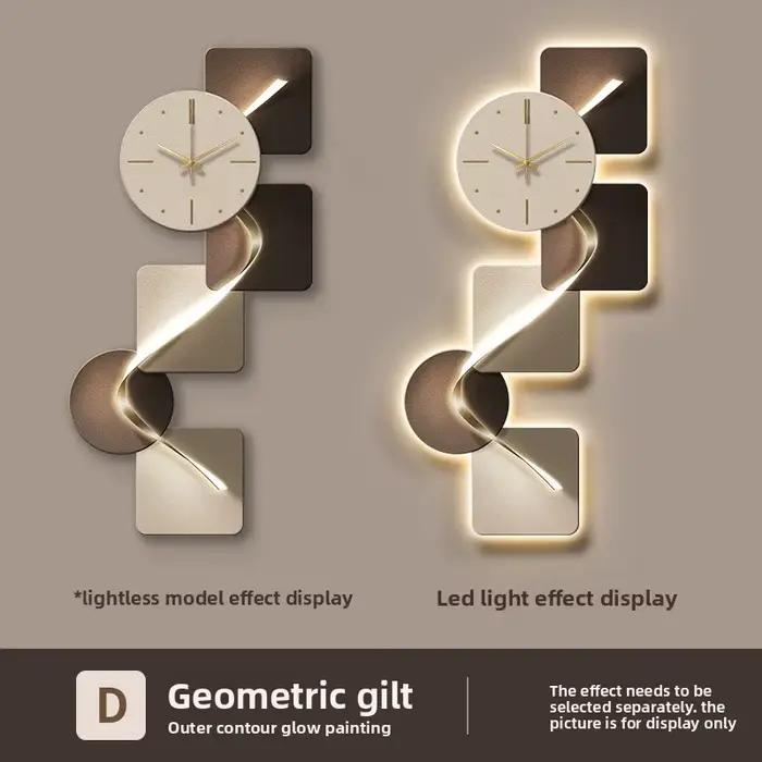 Horloge murale moderne avec panneau en cristal de carbone, conception sans cadre avec télécommande é