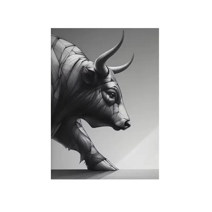 Affiche d'art animalier abstrait, marché boursier, taureau, ours, peinture sur toile d'art moderne, 