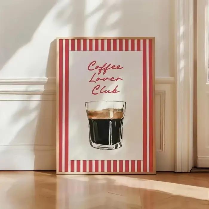 1 peinture sur toile, impression sur toile rétro de café, club, chic, nourriture, boissons, fond bei
