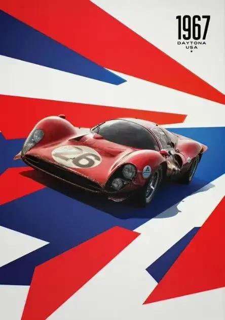Affiche sur toile de voiture de course Le Mans GT, décoration murale rétro pour salon, impression de