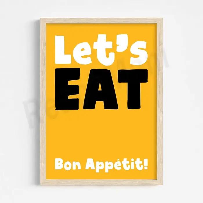 Let's Eat Kitchen Wall Art Poster, Affiche de bon appétit, Impression de restaurant de citation fran