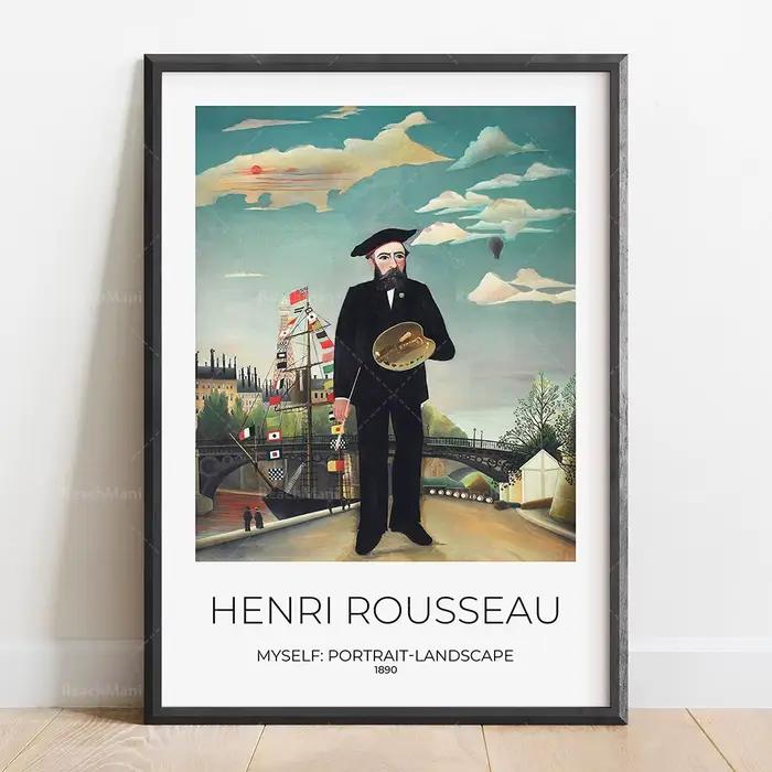 Affiche d'exposition d'art de peinture classique, impression Henri Rousseau, bouquet de fête de mari