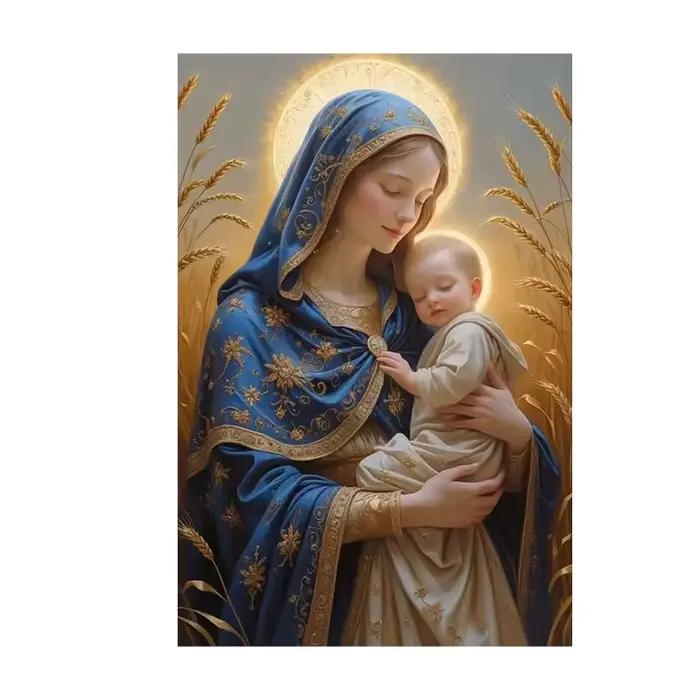 Toile d'art mural de la vierge marie, bébé jésus nidifié dans la vierge marie, imprimés d'images, dé