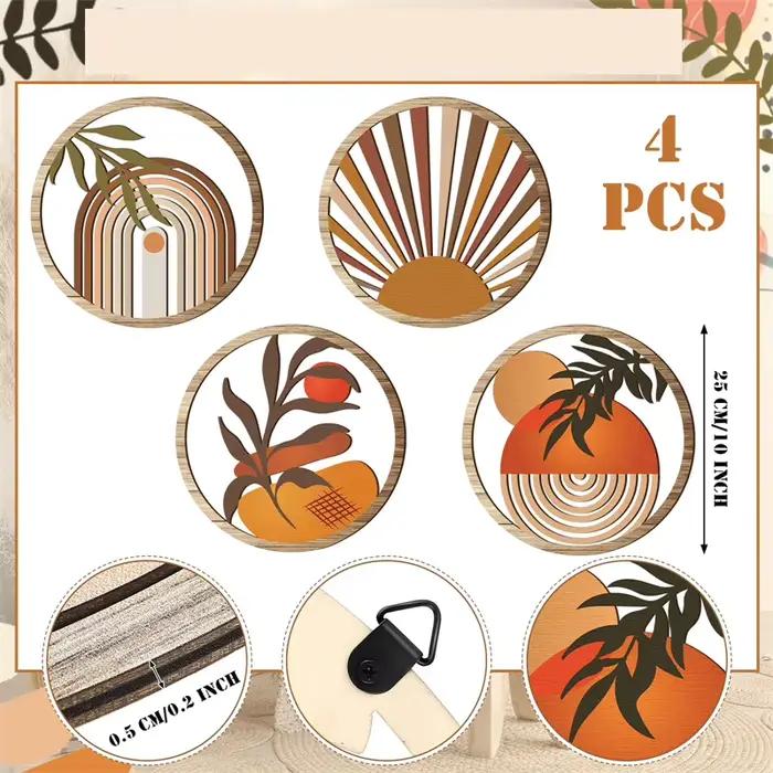 4 pièces mur en bois Art bohème ferme bohème pays cour décoration forme ronde tenture murale décor