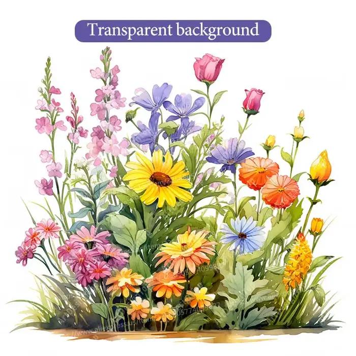 Autocollant mural aquarelle fleur sauvage, autocollants pour couvercle de toilette, chambre à couche