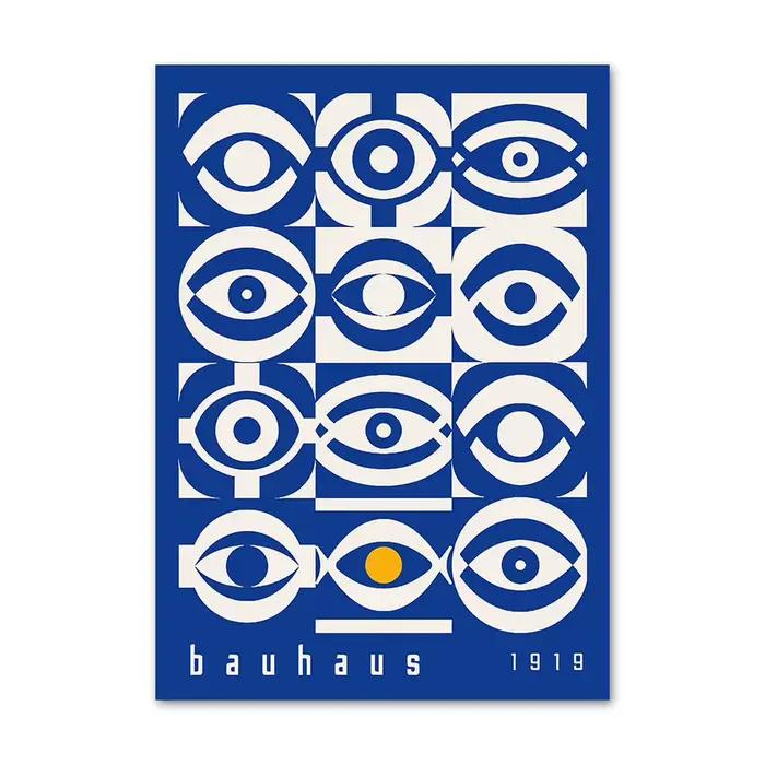 Peintures sur toile bleues Bauhaus de style moderne du milieu du siècle, affiches et impressions d'a