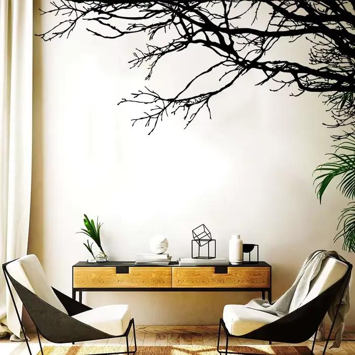 Grand autocollant mural de branche d'arbre pour la décoration intérieure, décalcomanie, terre, natur