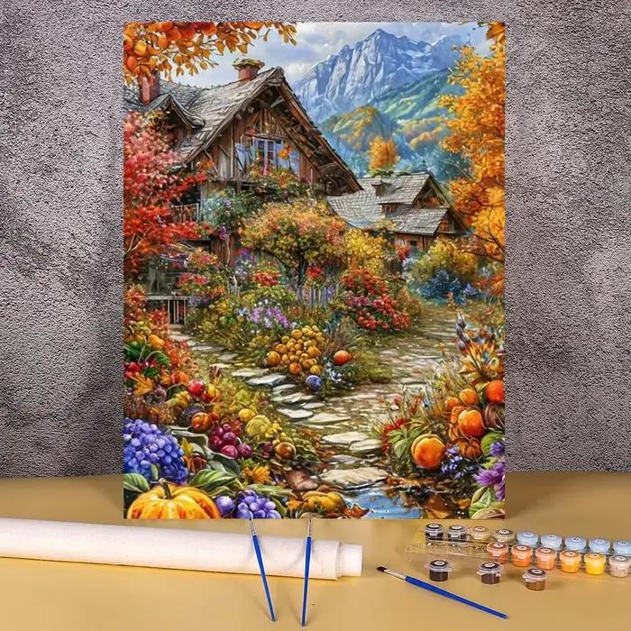 Peinture par numéros Maison en forêt, Art peint à la main, Cadeau DIY, Images par numéros, Dessin de