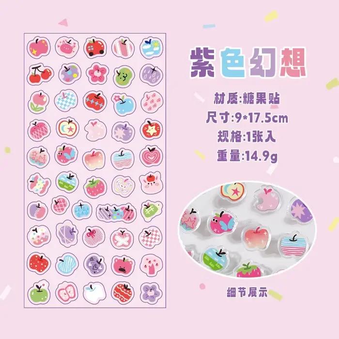 Autocollant de style bonbon Apple Element, 1 feuille, autocollant décoratif doux pour embellissement
