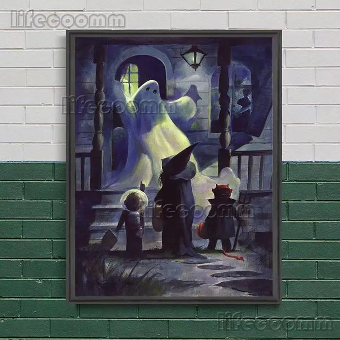« Trick Or Treat » L'Eerie et Terrifiant Halloween mur Art toile impression enfants qui souhaitent b