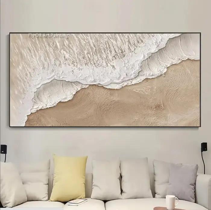 Peinture à l'huile abstraite Ondes océaniques texturées épaisses, peinte à la main, sur toile, textu