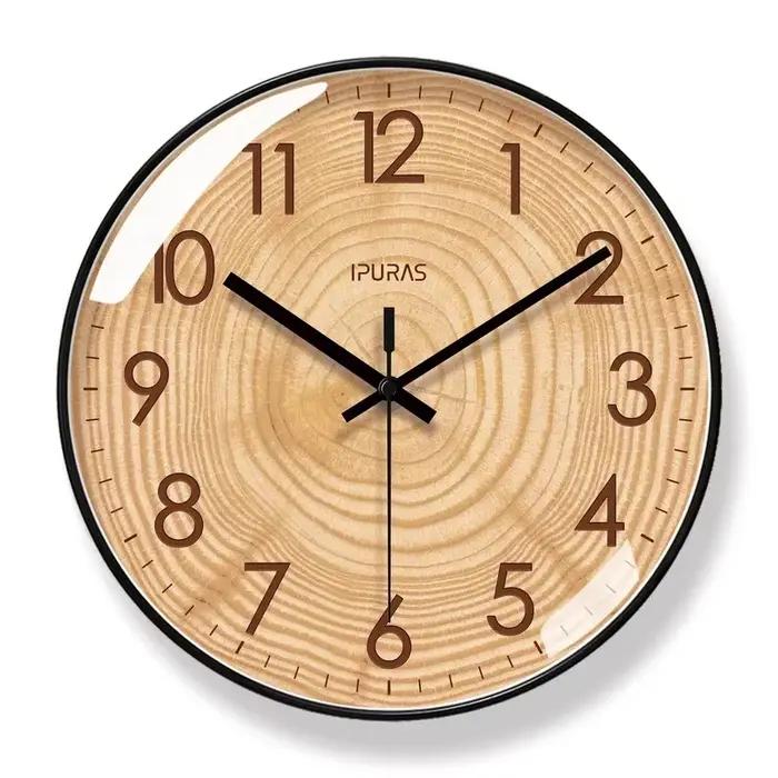 2025 nouvelle maison mode montre murale Texture en bois Simple horloge murale salon Art horloge rond