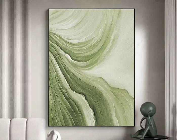 Toile d'art abstrait minimaliste vert or, peinture murale 3D à grande Texture, affiche d'art imprimé