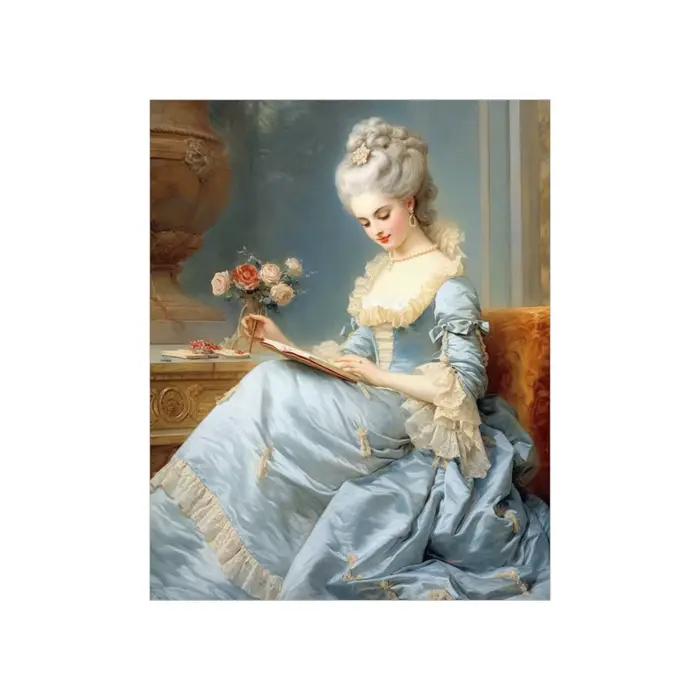 Histoires d'opturité sans cadre Rococo Lady in Green Sage Dress Art Print Vintage Baroque 18ème sièc