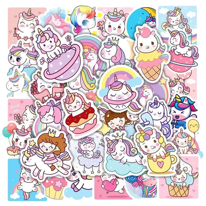 Autocollants licorne de dessin animé mignon, 50/100 pièces, pour ordinateur portable, bagages, télép