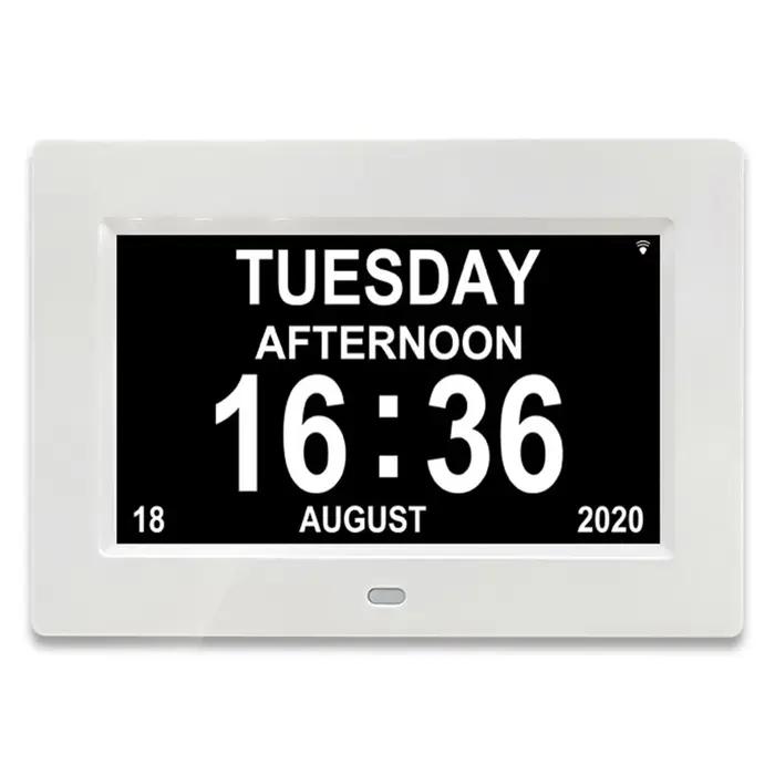 Horloge calendrier numérique LED à 12 alarmes avec affichage multilingue pour afficher les alarmes n