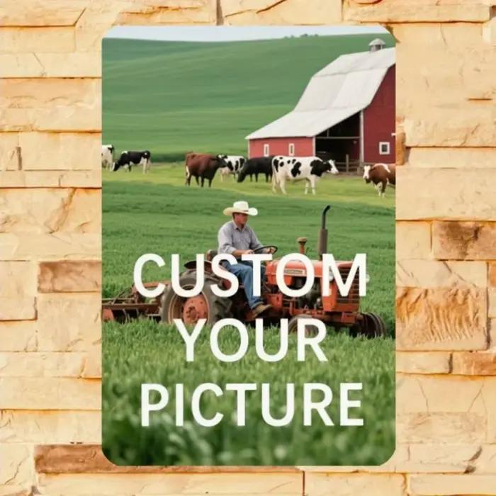 Affiche murale personnalisée en métal forgé 2D rétro, avec photo et texte, décoration multi-scènes p