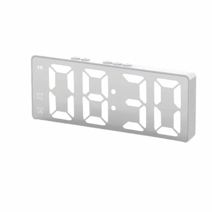 Horloge miroir LED avec affichage numérique, luminosité réglable, grands chiffres, fonction d'alarme