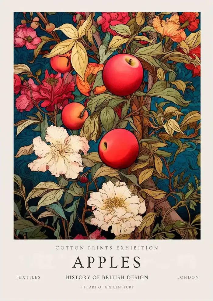 Affiche de fleurs et de fruits de William Morris, peinture diamant, images d'art murales des jardins
