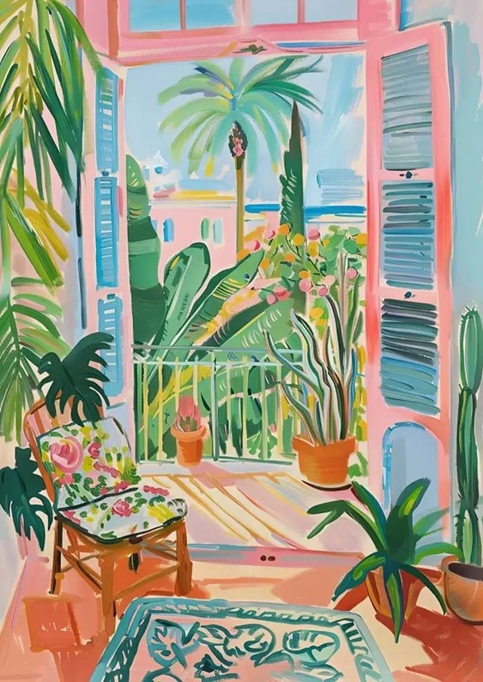 Impression Henri Matisse 'Fenêtre ouverte', Peinture Fauviste Style Henri Matisse, Mer Méditerranéen