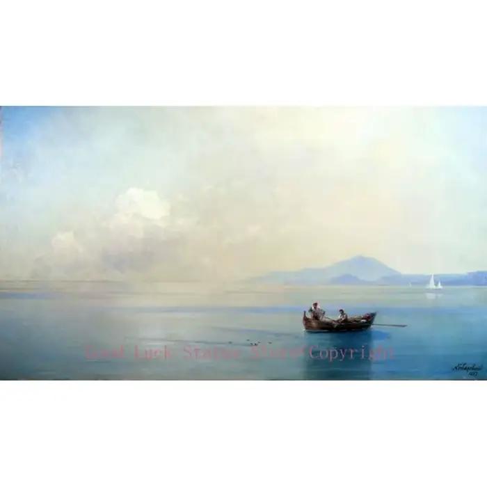 Paysage de mer russe, calme, Ivan Aivazovsky Paysage avec peinture à l'huile de pêcheur, reproductio