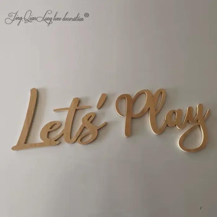 Panneau mural Let's PLAY – Décor de salle de jeux pour enfants – Chambre à coucher, Design d'art mur