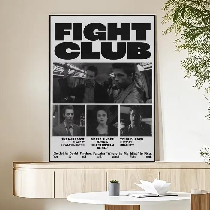Affiche classique de Club de combat de film, Art HD, mur collant, étanche, maison, salon, chambre à 