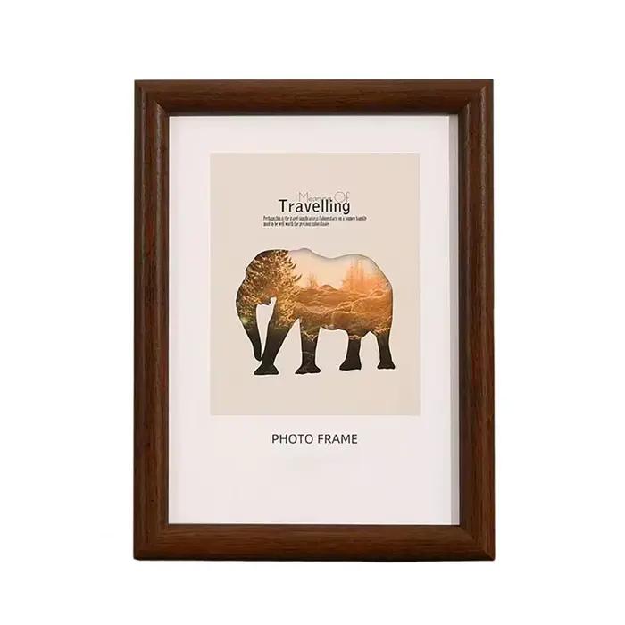 Cadre photo rectangulaire en bois avec couvercle transparent, à suspendre au mur ou à poser sur tabl