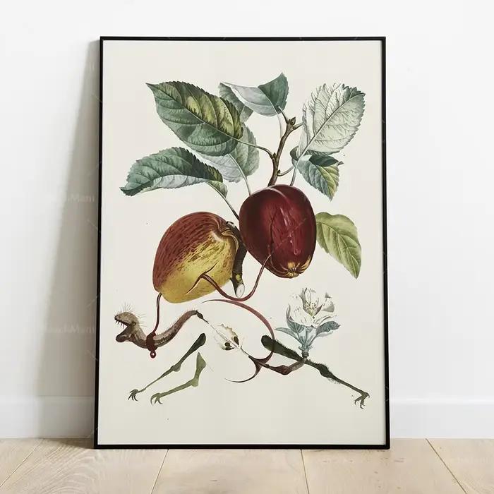 Affiche d'exposition d'art de Salvador Dali, peinture aquarelle de fruits Dali Vintage imprimable de