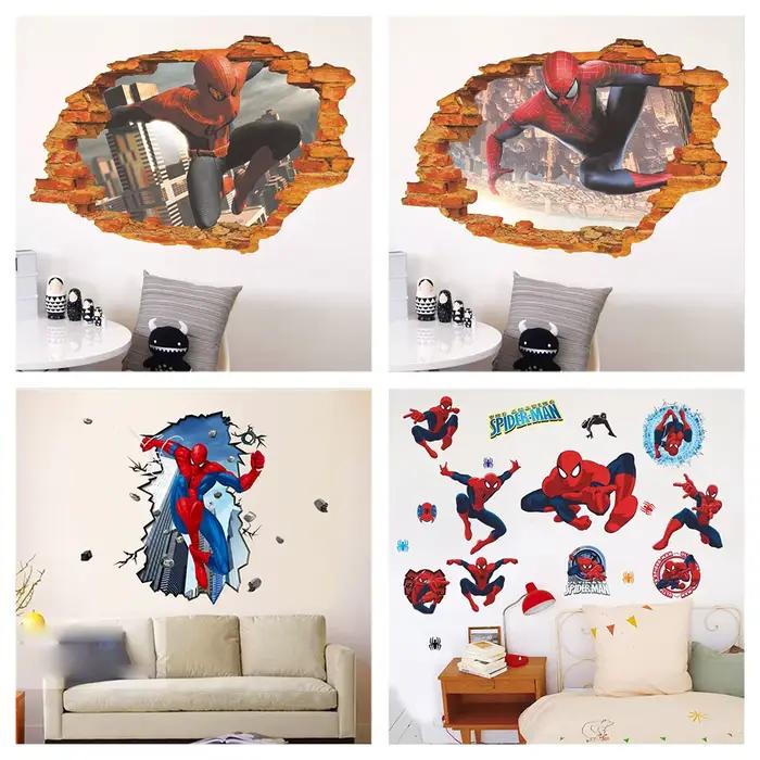Dessin animé Spiderman Stickers muraux pour chambre d'enfants décoration de la maison 3d Super héros